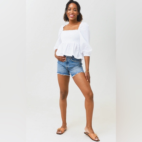 CLOSET CLOSING Trovata Birds of Paradis Alize White Blouse Sz L - Picture 2 of 7